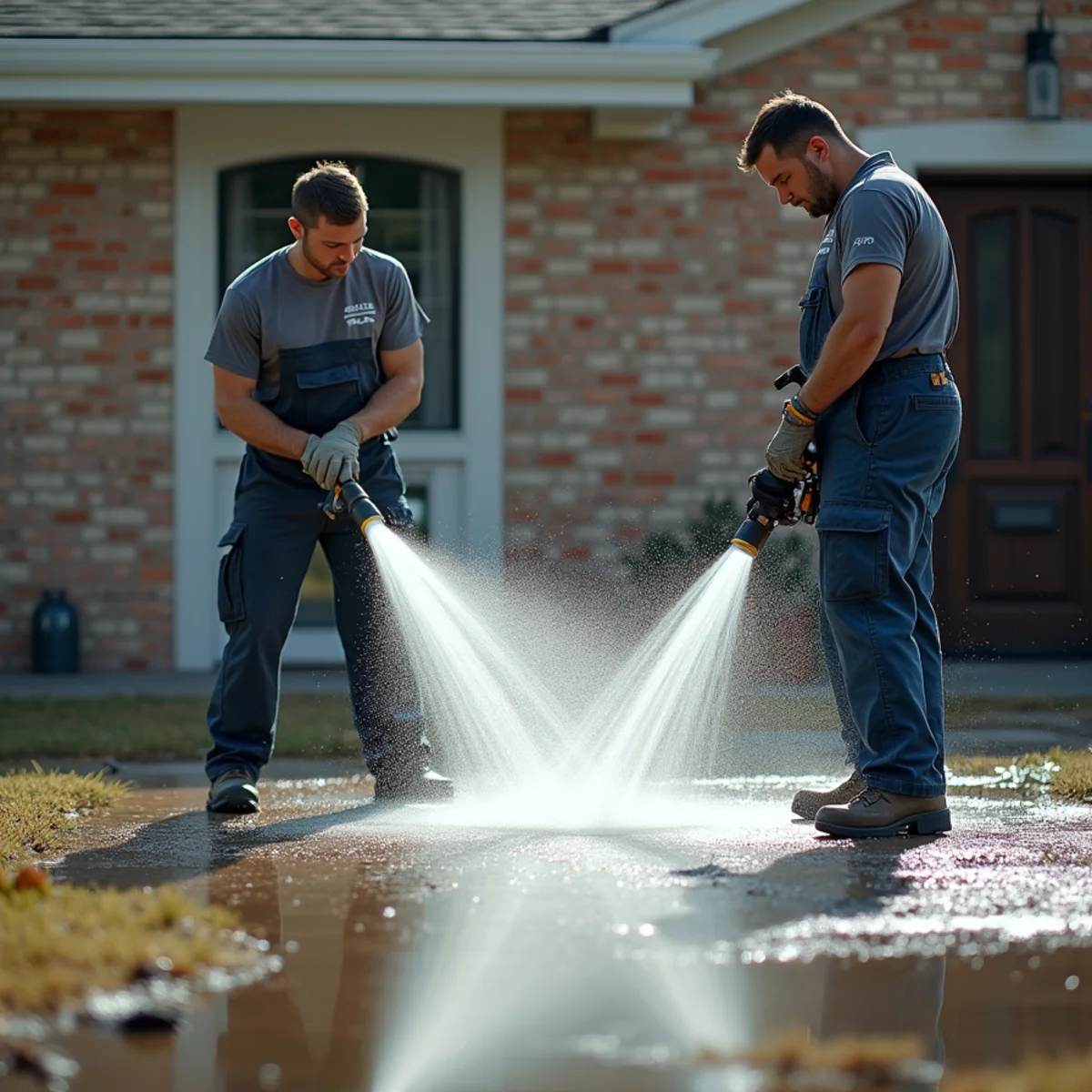 4000 PSI hydro jetting nozzle blasting grease and mineral deposits from pipe interior