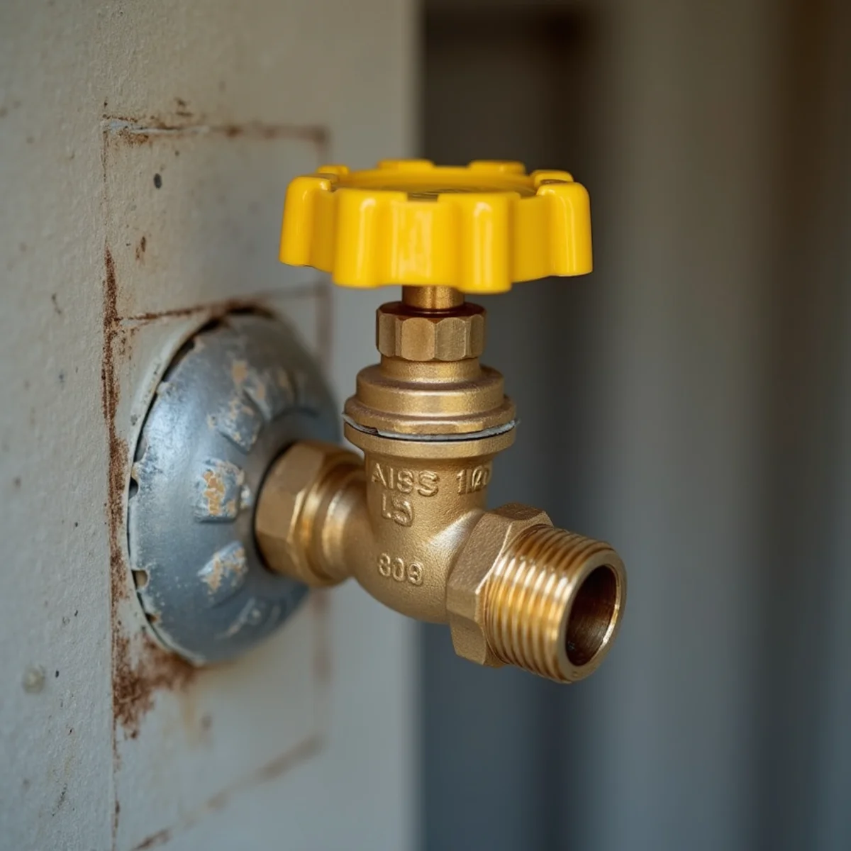 Quarter-turn ball valve on main water riser in attached garage