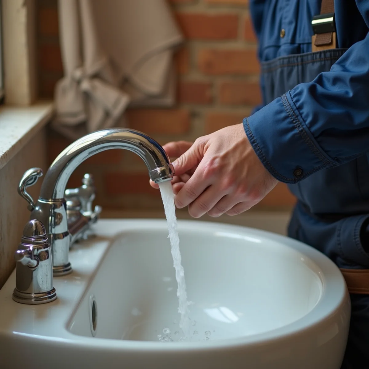 Bathroom sink faucet running with weak water stream caused by pressure loss