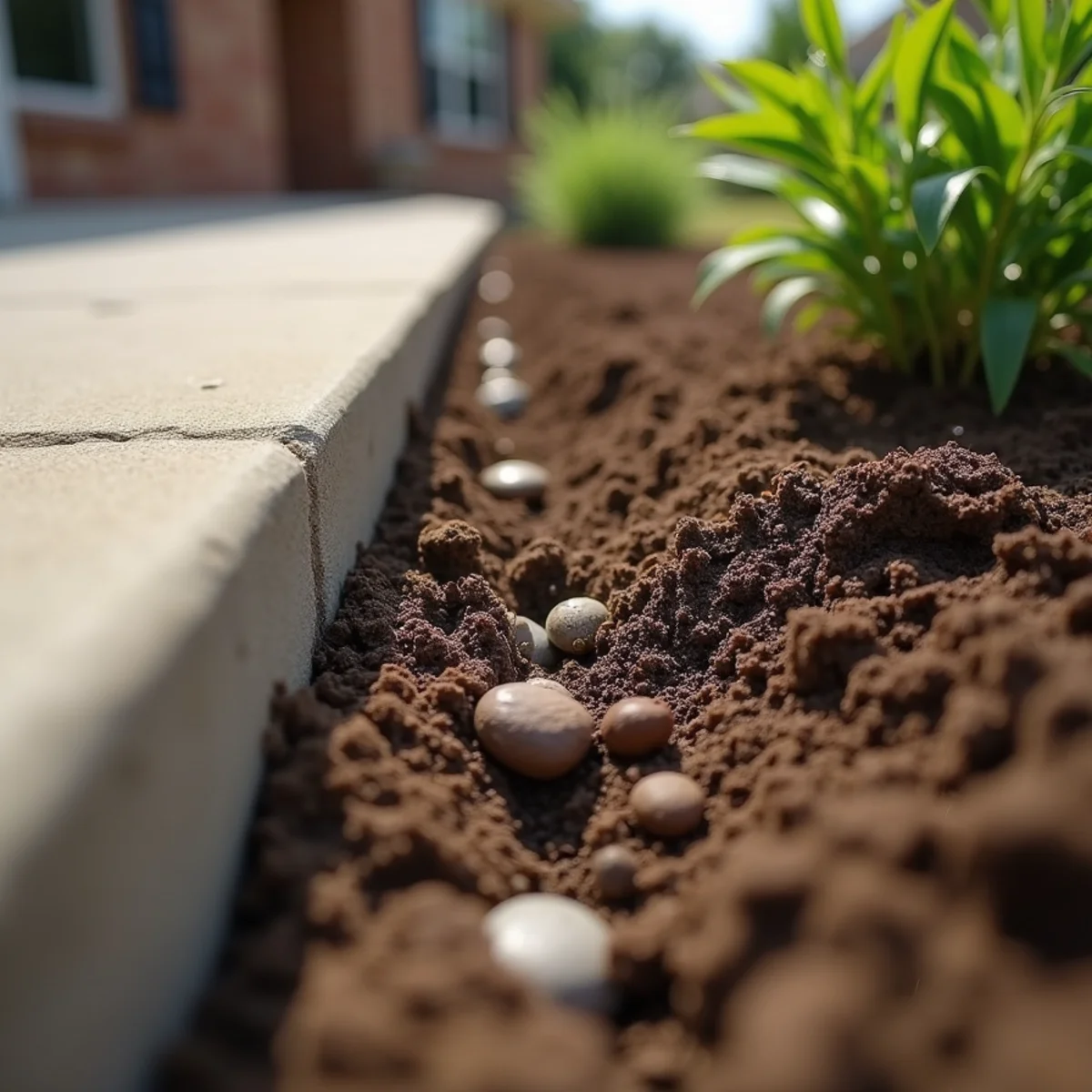 Expansive Texas Blackland clay soil contraction cracks along concrete slab foundation in Duncanville TX
